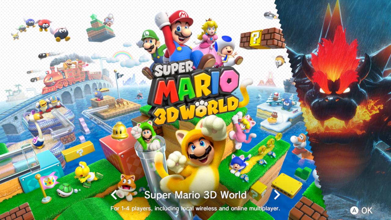 Super Mario 3D World + Bowser's Fury title screen for Nintendo Switch