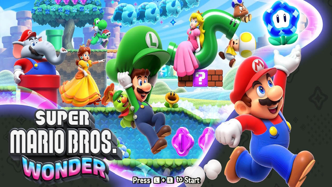 Super Mario Bros. Wonder title screen for Nintendo Switch