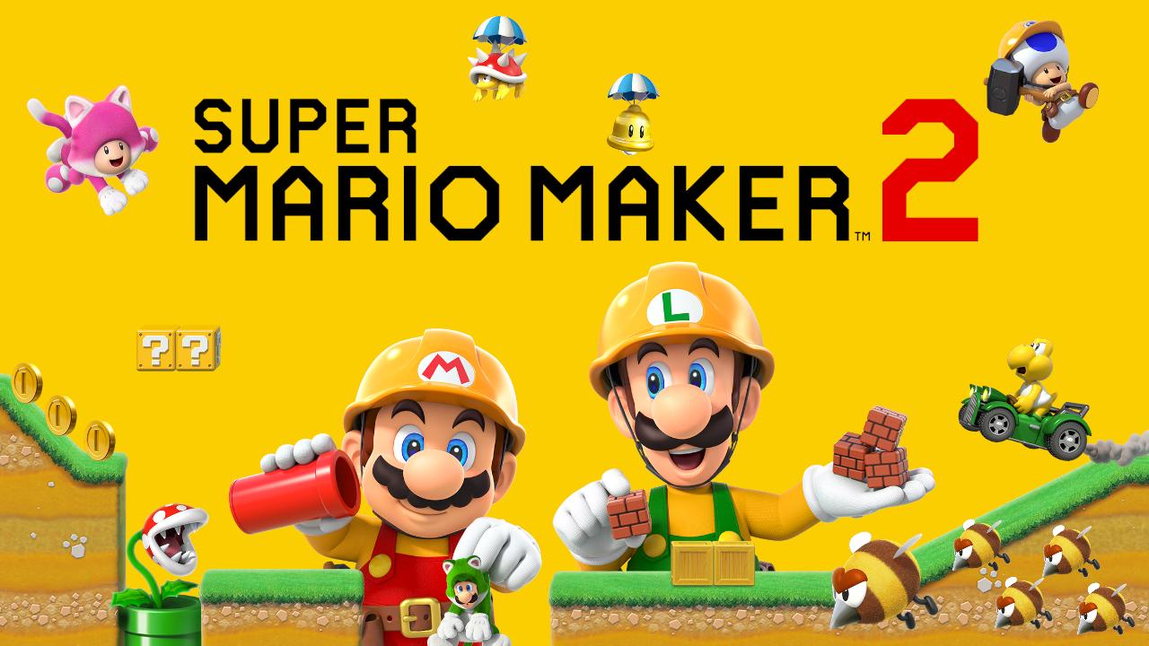 Super Mario Maker 2 title screen for Nintendo Switch