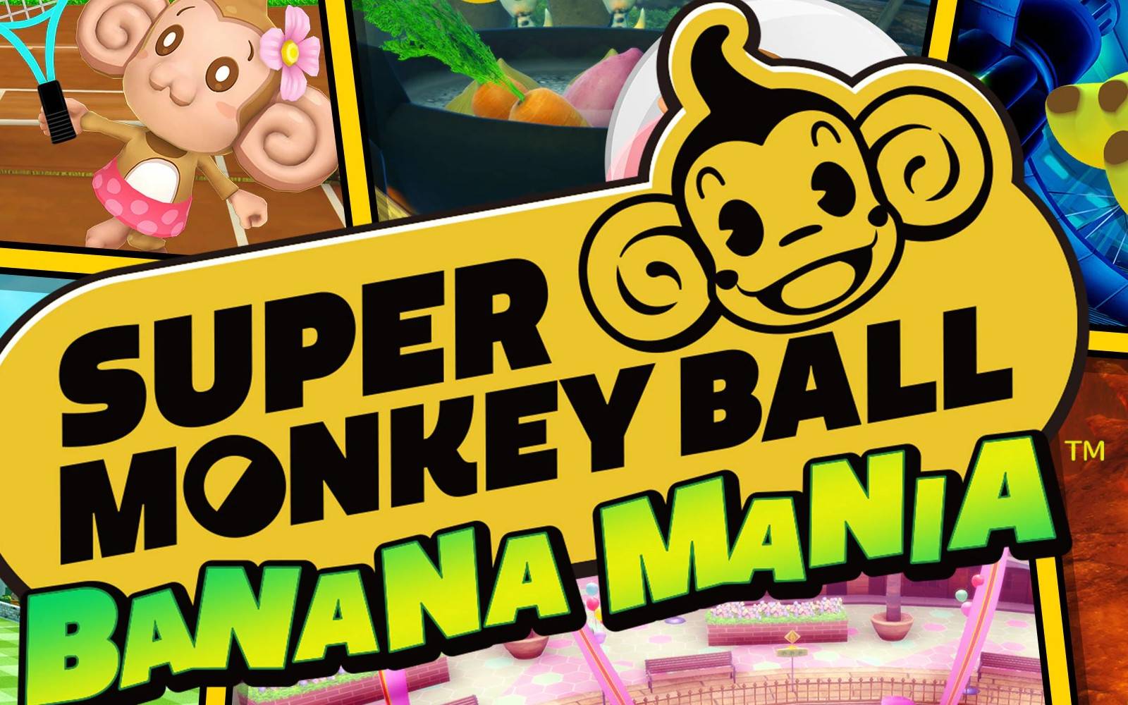 Super Monkey Ball Banana Mania title screen for Nintendo Switch
