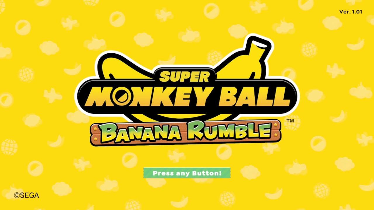 Super Monkey Ball: Banana Rumble title screen for Nintendo Switch