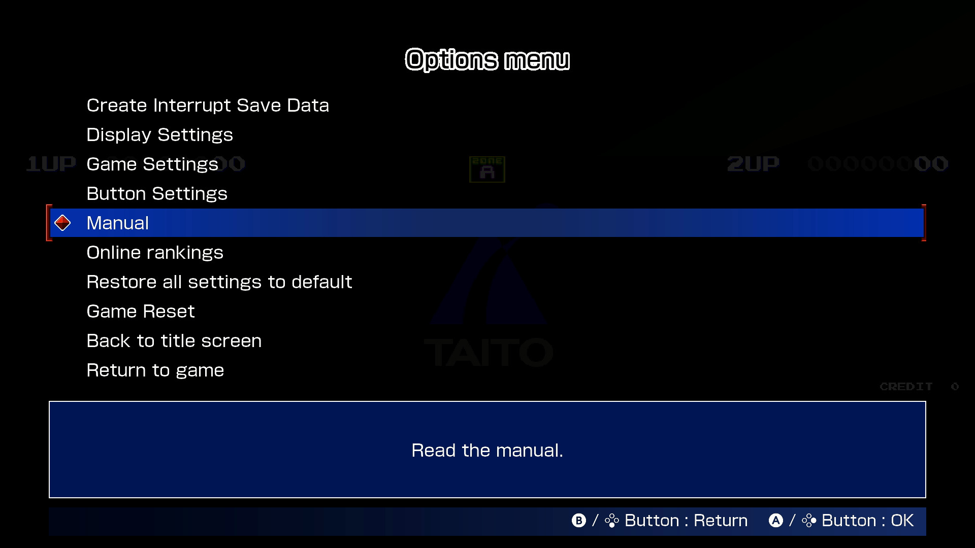 Taito Milestones 1 & 2 title screen for Nintendo Switch
