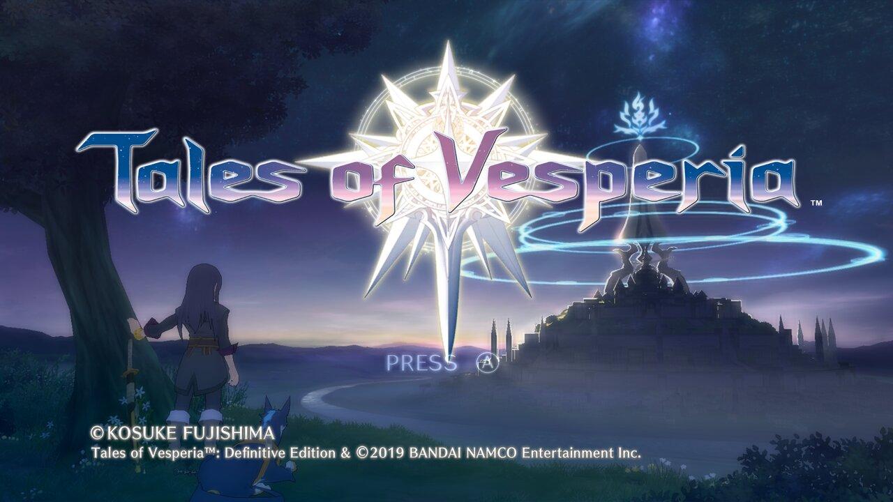 Tales of Vesperia Definitive Edition title screen for Nintendo Switch