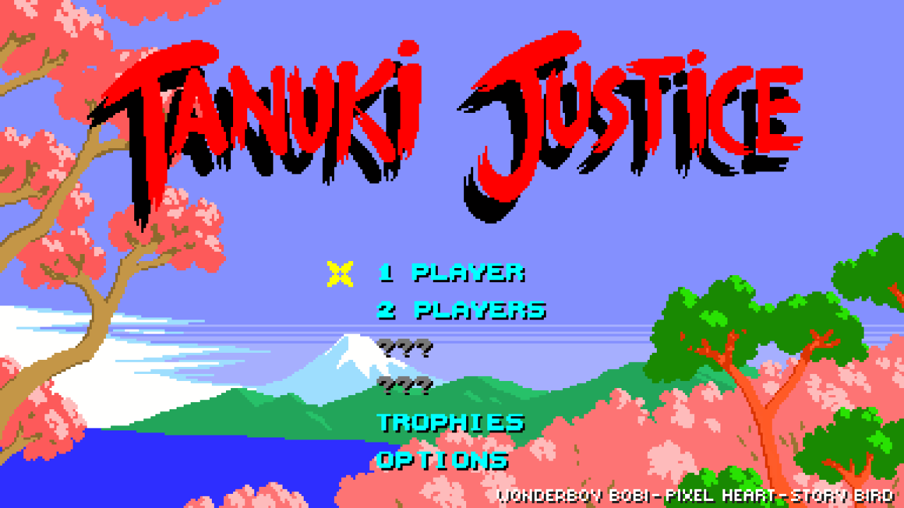 Tanuki Justice title screen for Nintendo Switch