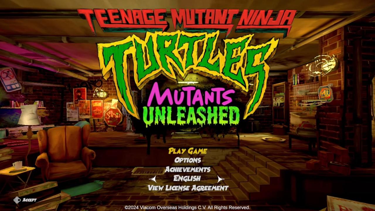 Teenage Mutant Ninja Turtles: Mutants Unleashed [Deluxe Edition] title screen for Nintendo Switch