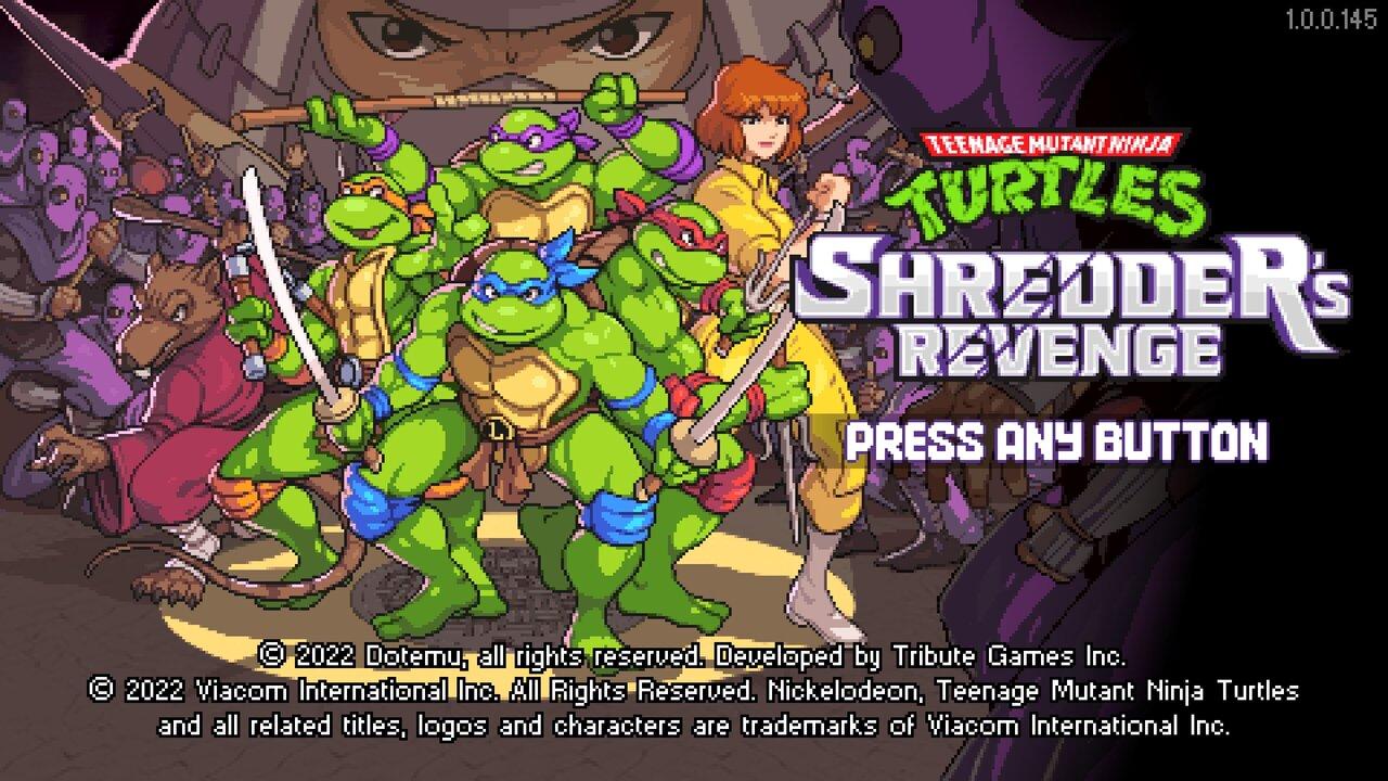 Teenage Mutant Ninja Turtles: Shredder's Revenge title screen for Nintendo Switch