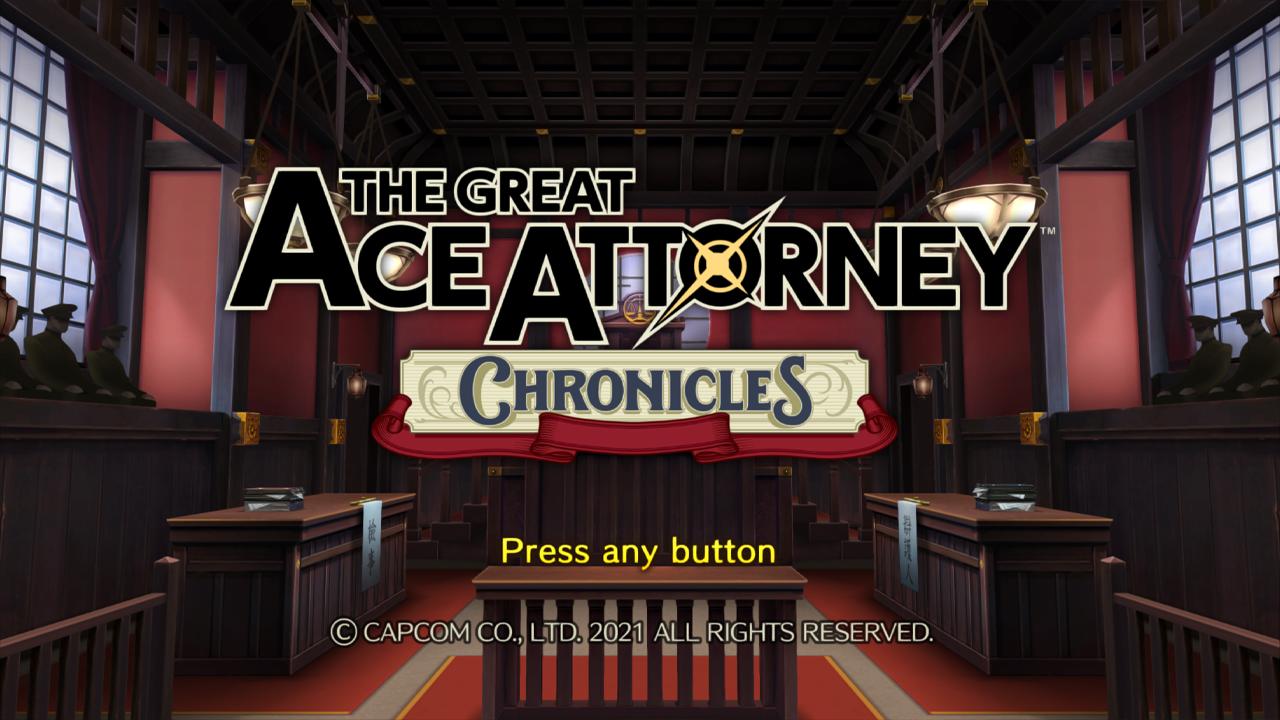 The Great Ace Attorney Chronicles title screen for Nintendo Switch