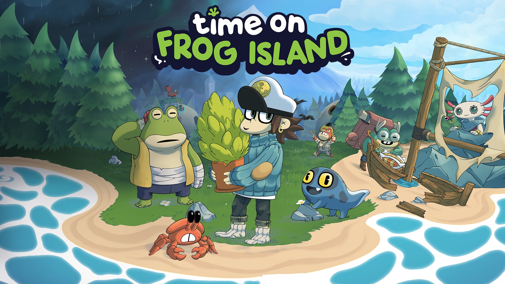 Time On Frog Island title screen for Nintendo Switch