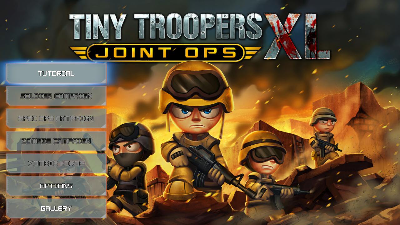 Tiny Troopers: Joint Ops XL title screen for Nintendo Switch