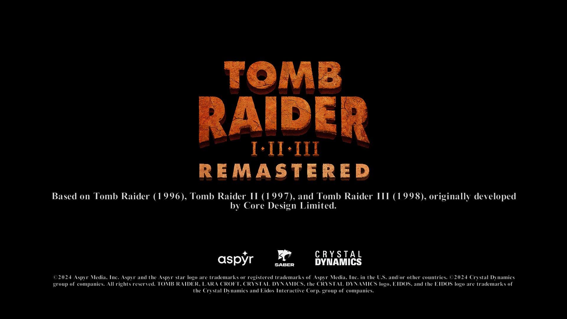 Tomb Raider I-III Remastered title screen for Nintendo Switch
