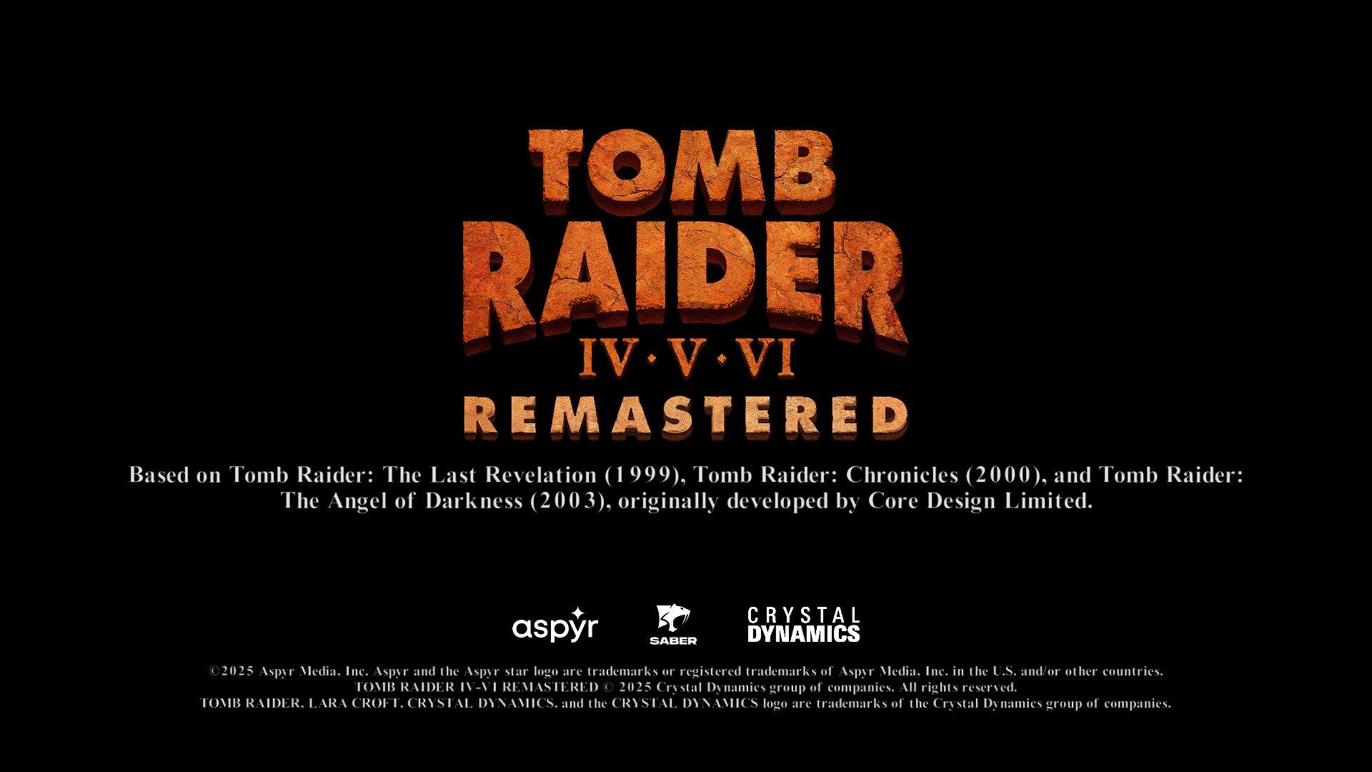 Tomb Raider IV-VI Remastered title screen for Nintendo Switch