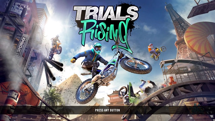 Trials Rising title screen for Nintendo Switch