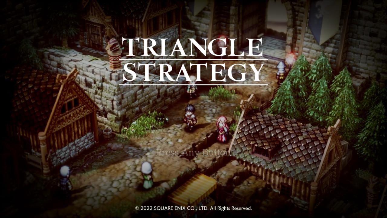 Triangle Strategy title screen for Nintendo Switch