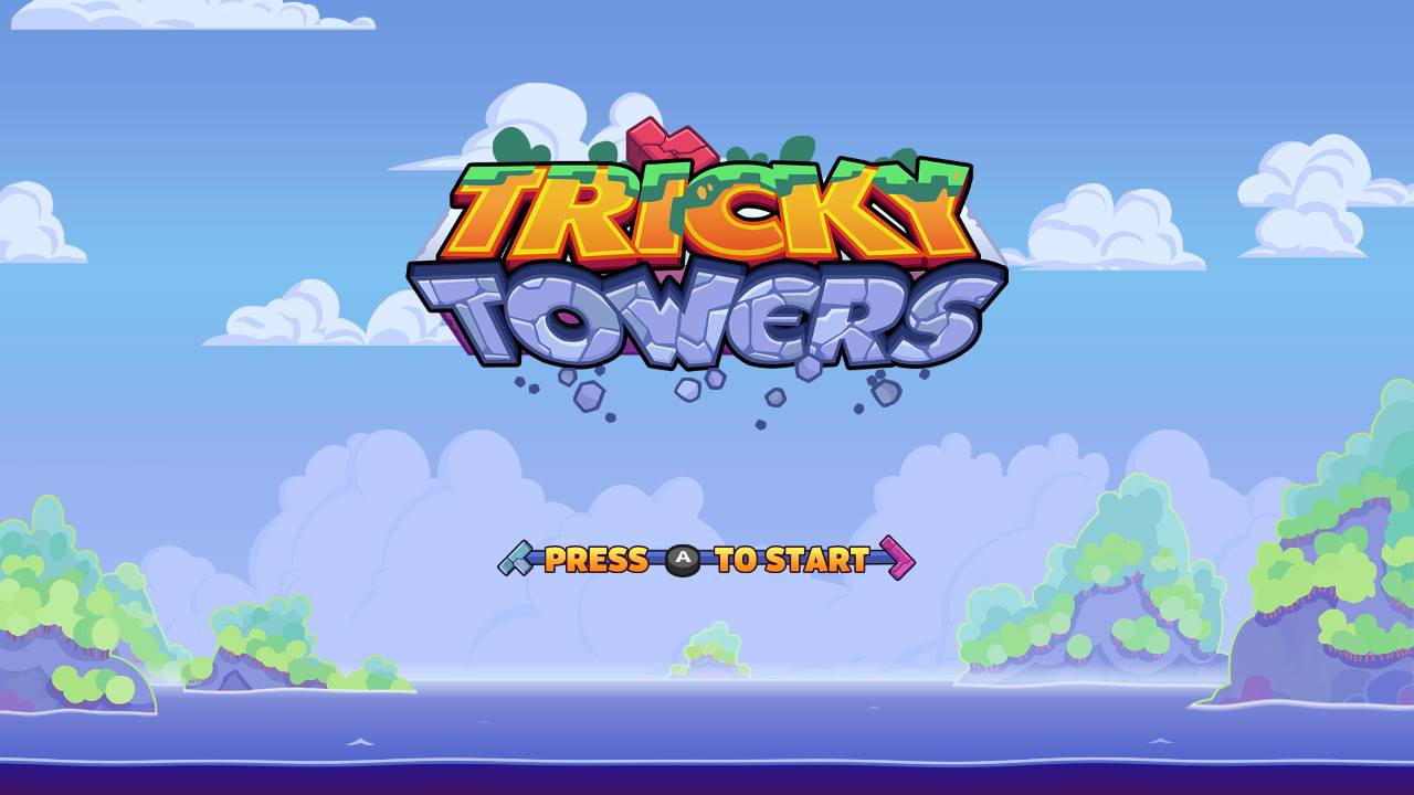 Tricky Towers title screen for Nintendo Switch