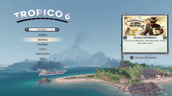 Tropico 6 title screen for Nintendo Switch