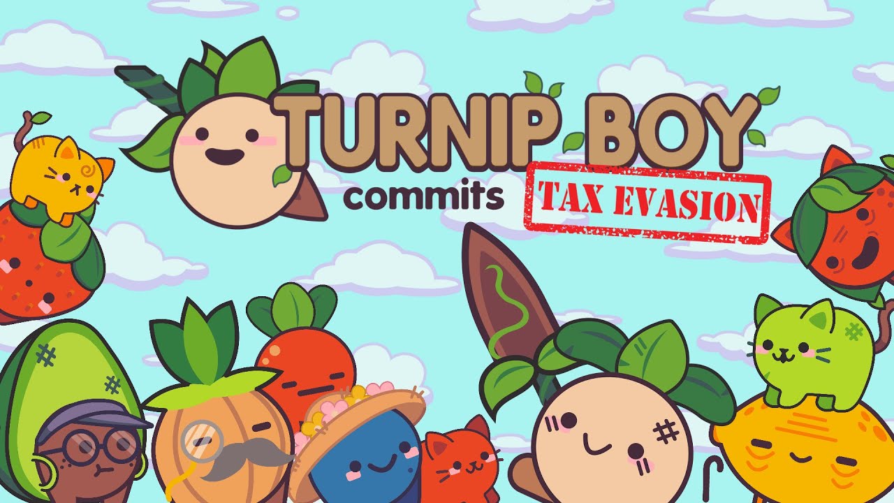 Turnip Boy Commits Tax Evasion title screen for Nintendo Switch