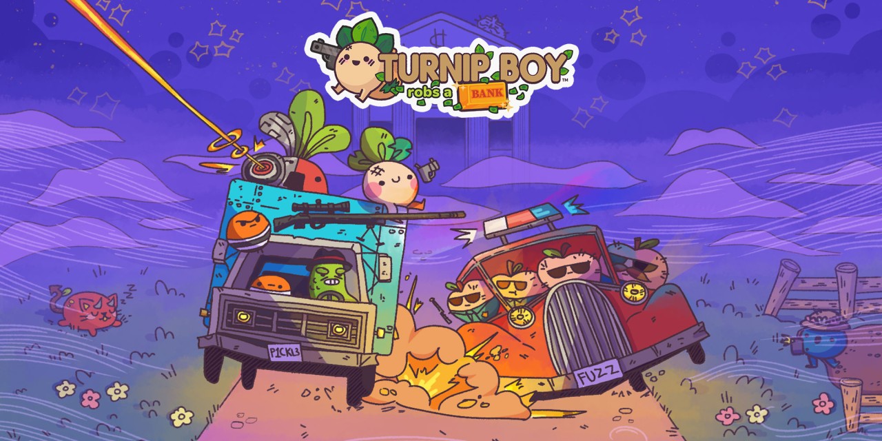 Turnip Boy Robs A Bank title screen for Nintendo Switch