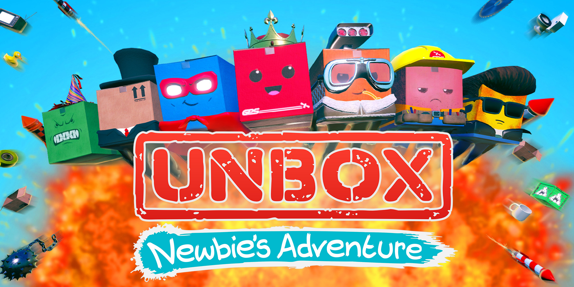 Unbox: Newbie's Adventure title screen for Nintendo Switch