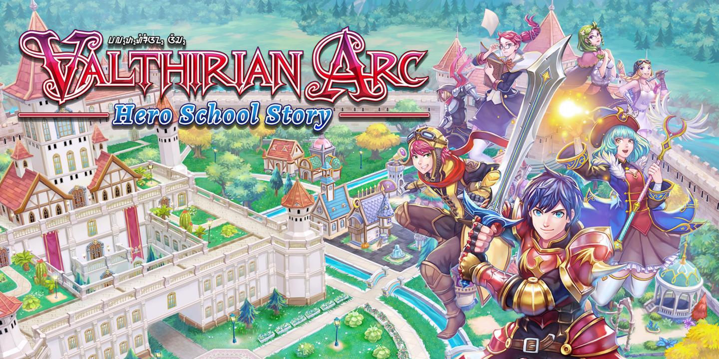 Valthirian Arc Hero School Story title screen for Nintendo Switch