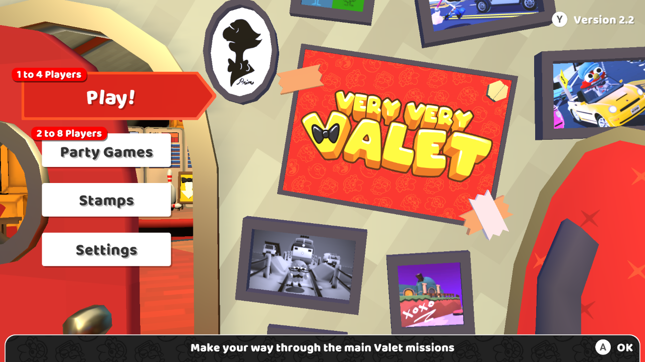 Very Very Valet title screen for Nintendo Switch