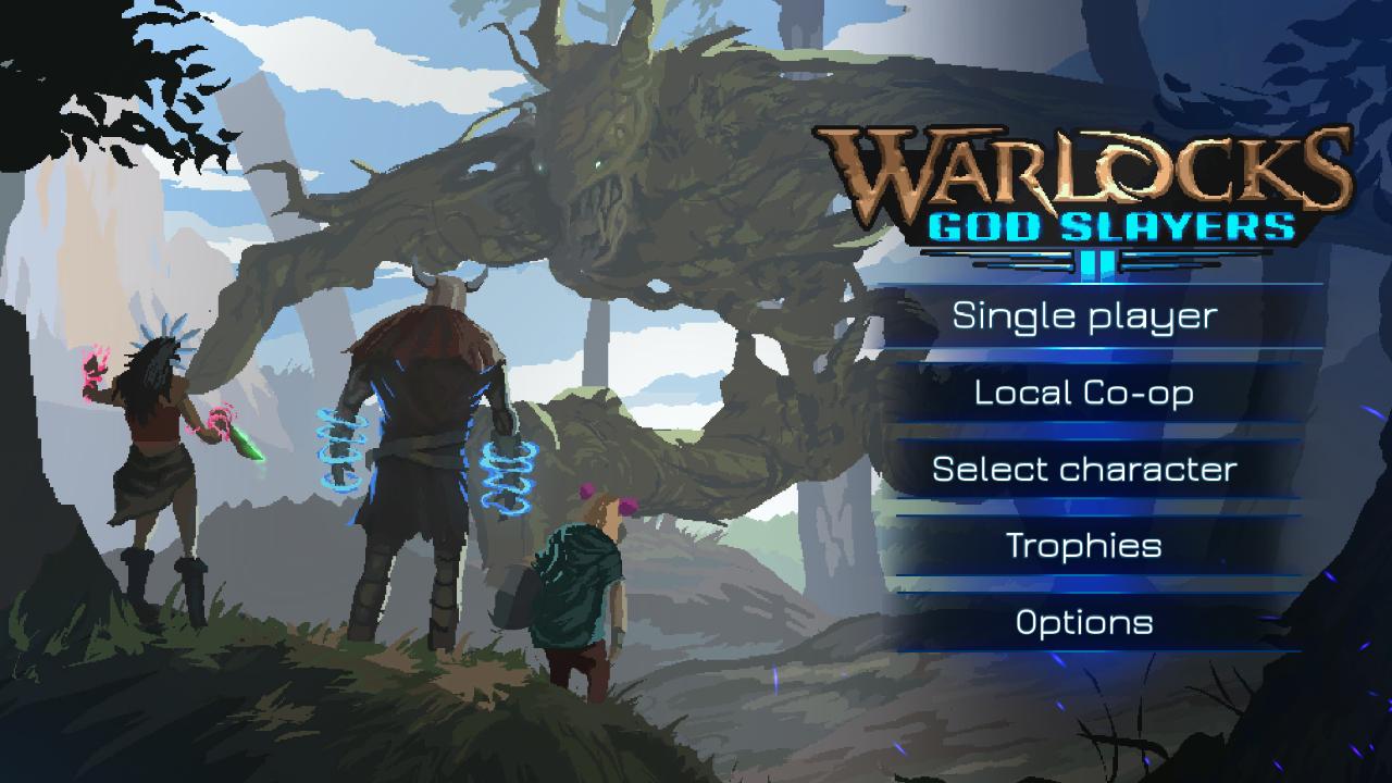 Warlocks 2: God Slayers title screen for Nintendo Switch