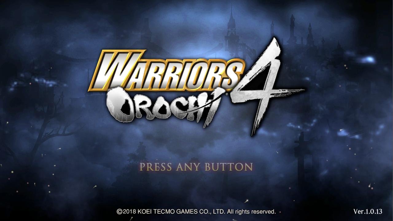 Warriors Orochi 4 title screen for Nintendo Switch