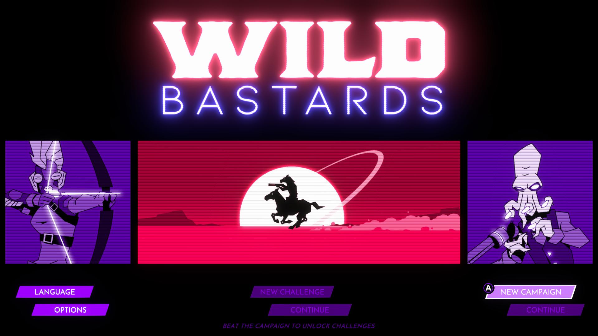 Wild Bastards title screen for Nintendo Switch