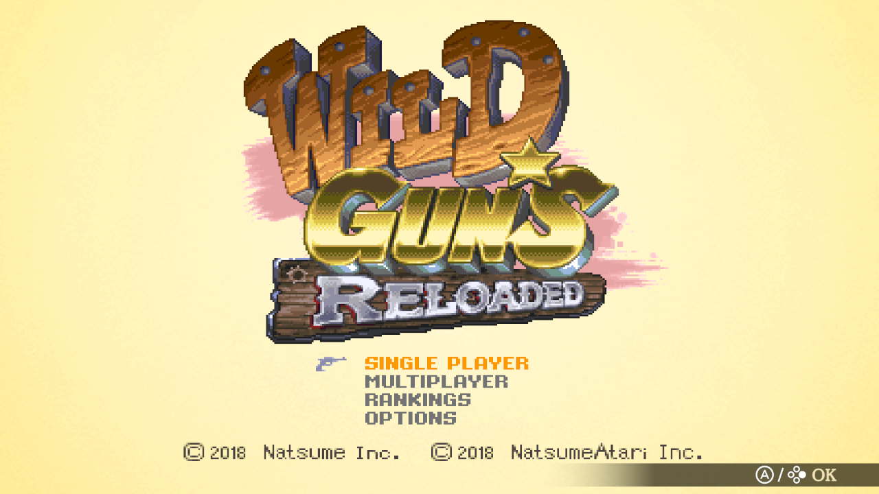 Wild Guns Reloaded title screen for Nintendo Switch