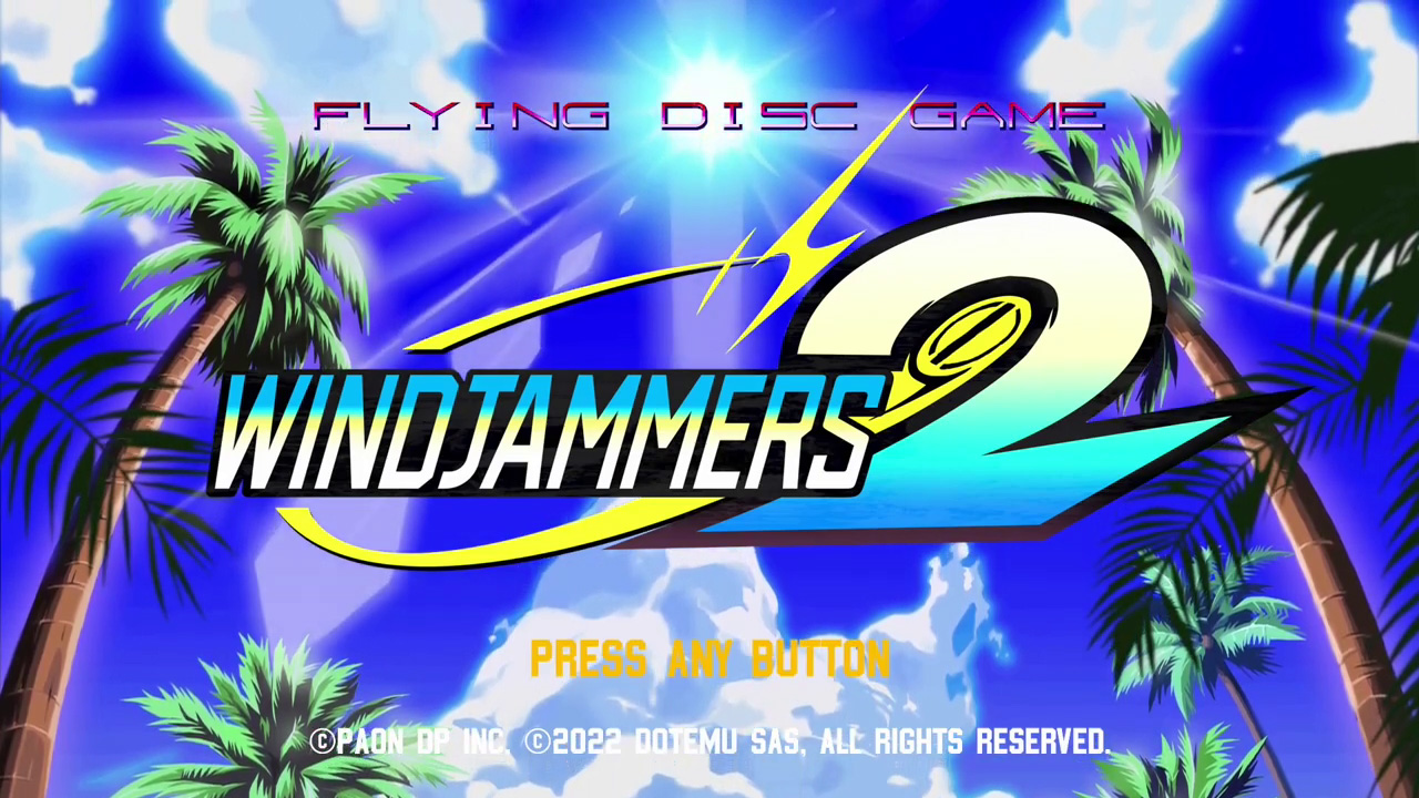 Windjammers 2 title screen for Nintendo Switch