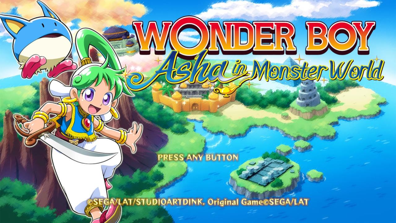 Wonder Boy: Asha in Monster World title screen for Nintendo Switch