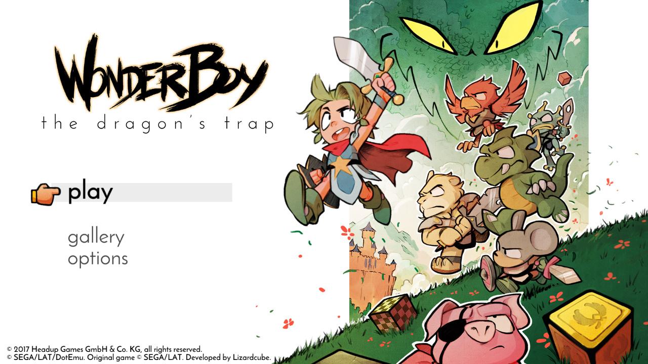 Wonder Boy The Dragon's Trap title screen for Nintendo Switch