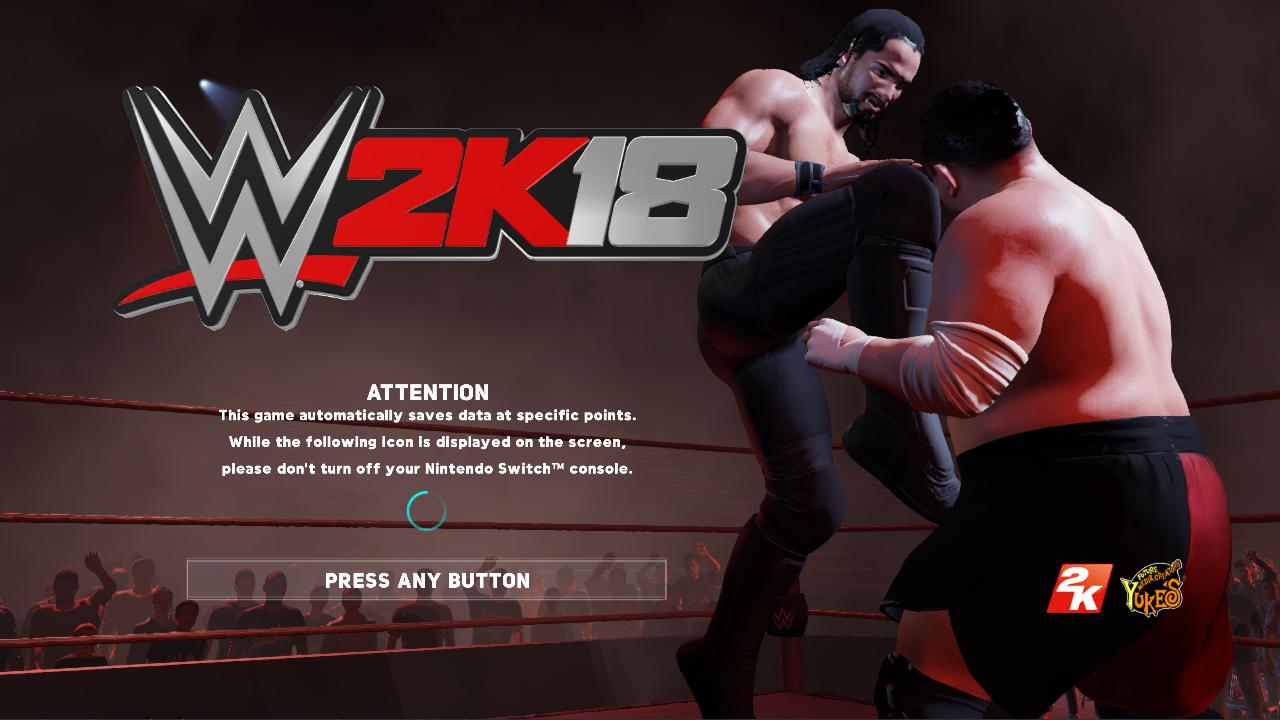 WWE 2K18 title screen for Nintendo Switch