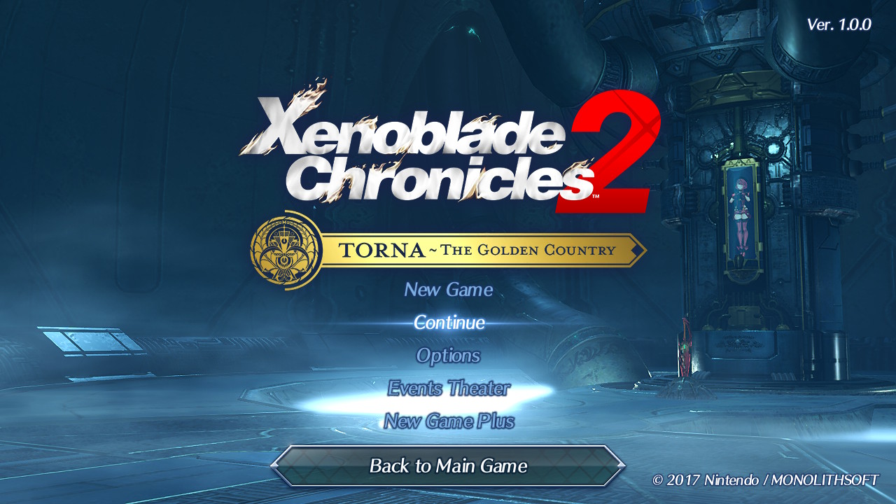 Xenoblade Chronicles 2: Torna The Golden Country title screen for Nintendo Switch
