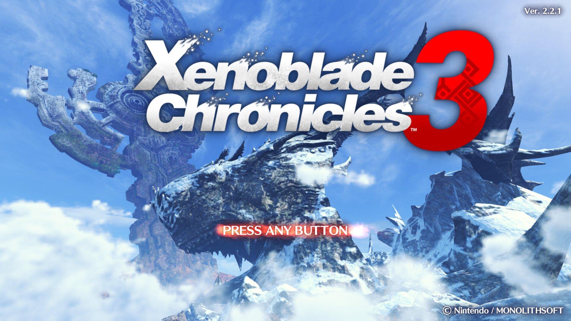 Xenoblade Chronicles 3 title screen for Nintendo Switch