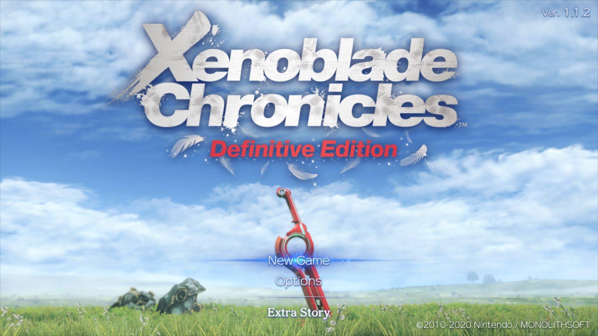 Xenoblade Chronicles: Definitive Edition title screen for Nintendo Switch