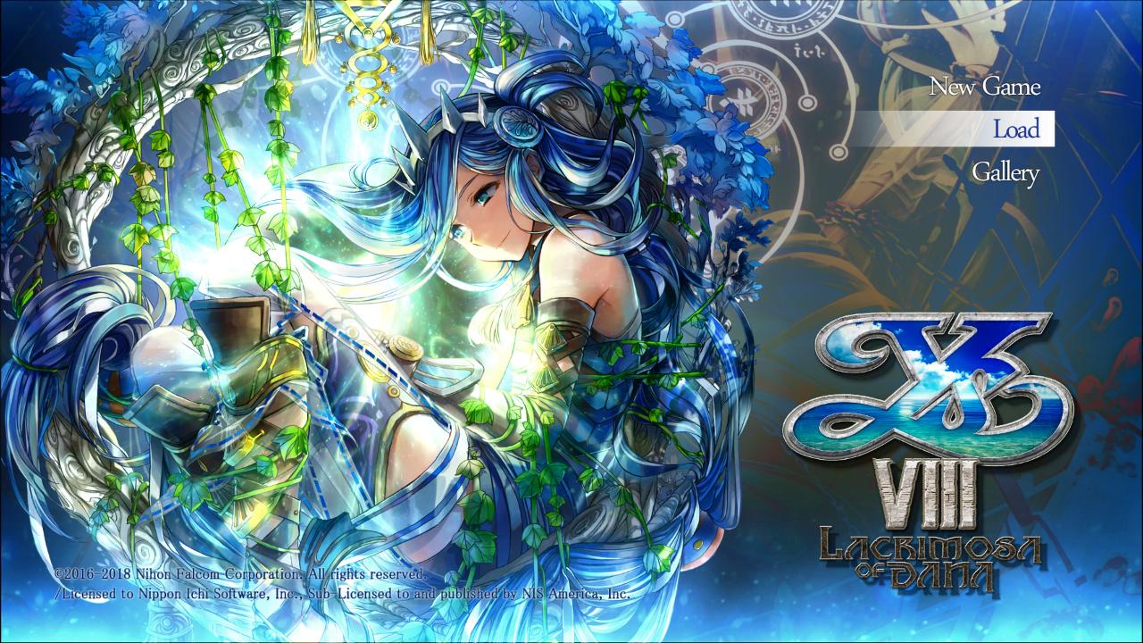 Ys VIII Lacrimosa of DANA title screen for Nintendo Switch
