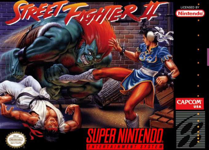 Street Fighter II box art for Super Nintendo
