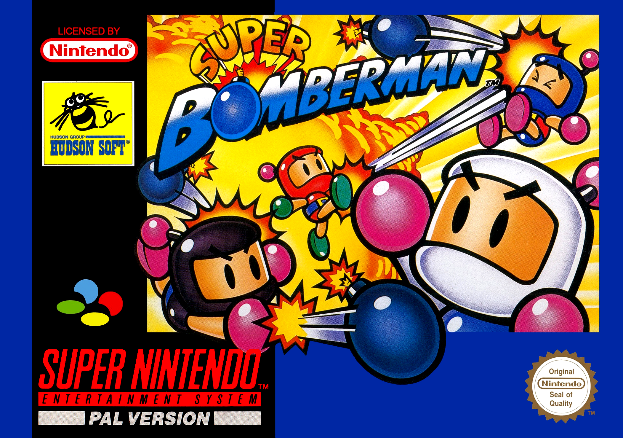 Super Bomberman box art for Super Nintendo