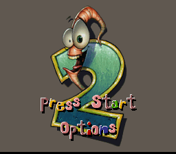 Earthworm Jim 2 title screen for Super Nintendo