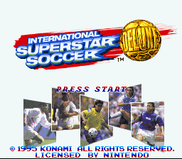International Superstar Soccer Deluxe title screen for Super Nintendo