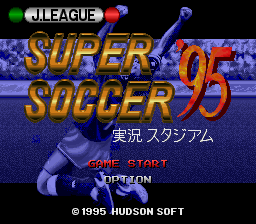 J League Super Soccer '95 title screen for Super Famicom