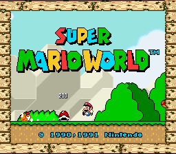 Super Mario World title screen for Super Nintendo