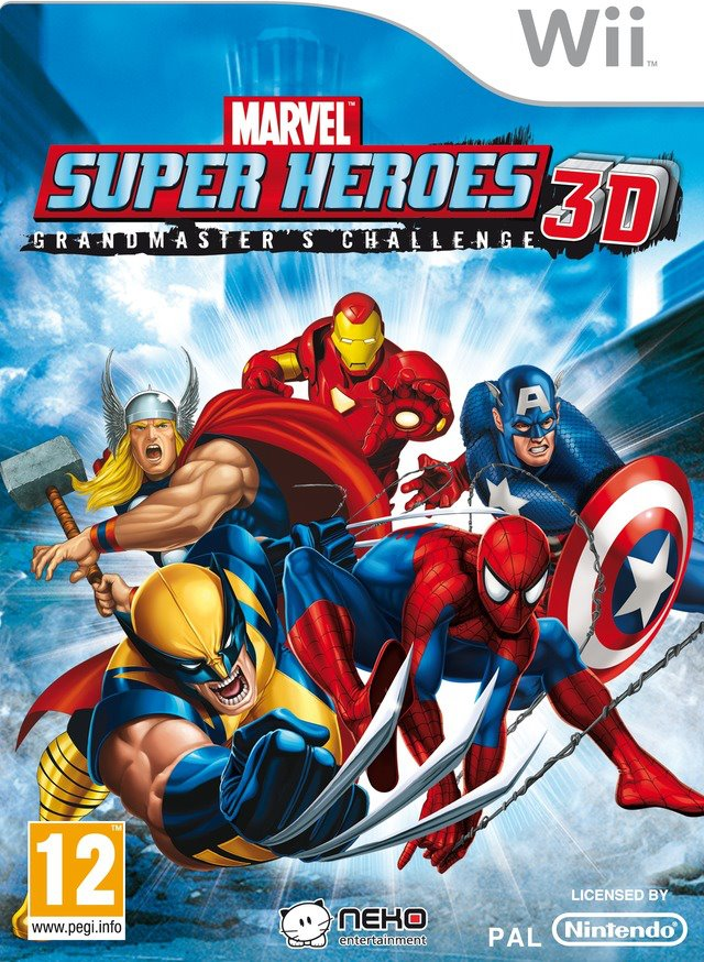 Marvel Super Heroes 3D: Grandmaster's Challenge box art for Wii