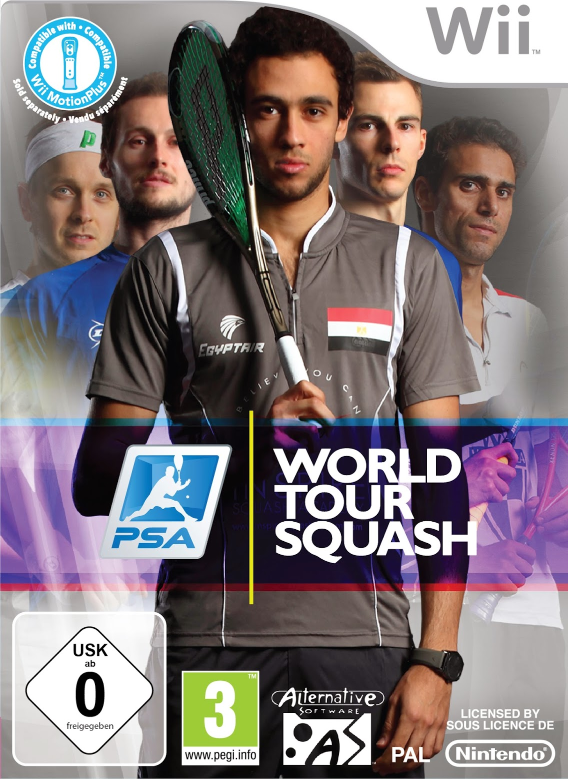 PSA World Tour Squash box art for Wii
