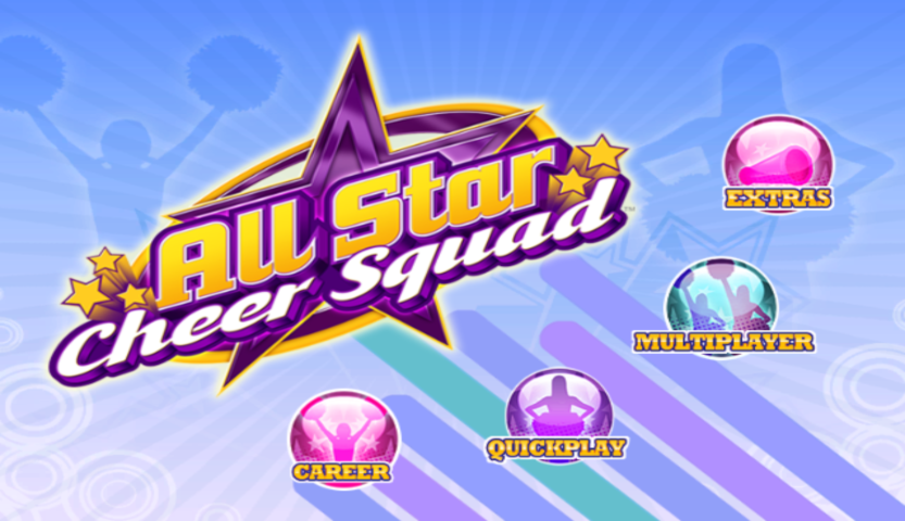 All Star Cheerleader title screen for Wii