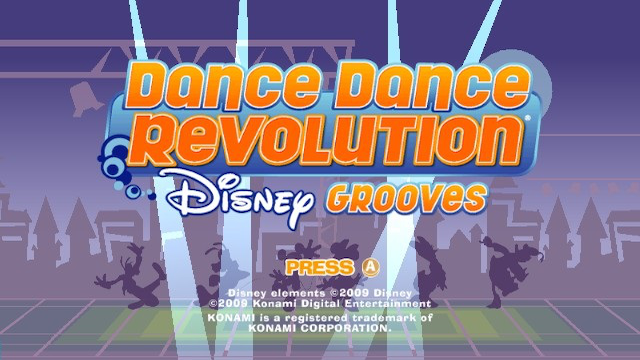 Dance Dance Revolution: Disney Grooves title screen for Wii