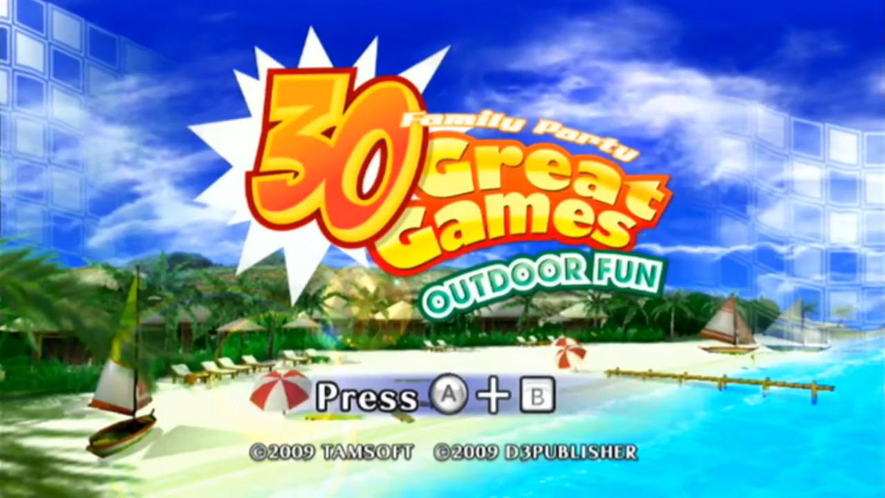 Family Party: 30 Great Games Outdoor Fun title screen for Wii