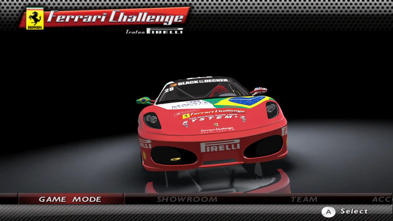 Ferrari Challenge title screen for Wii