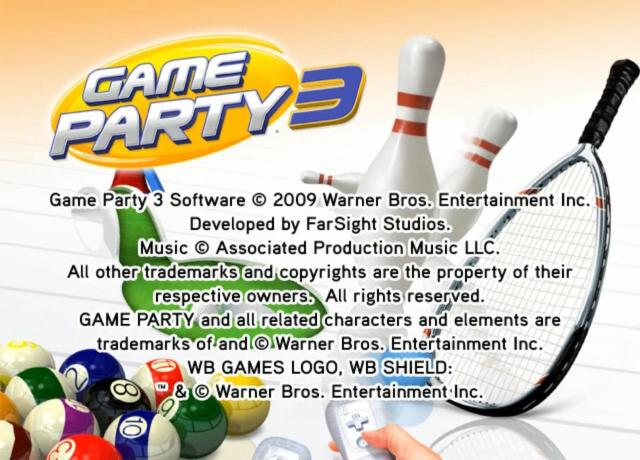 Game Party 3 title screen for Wii