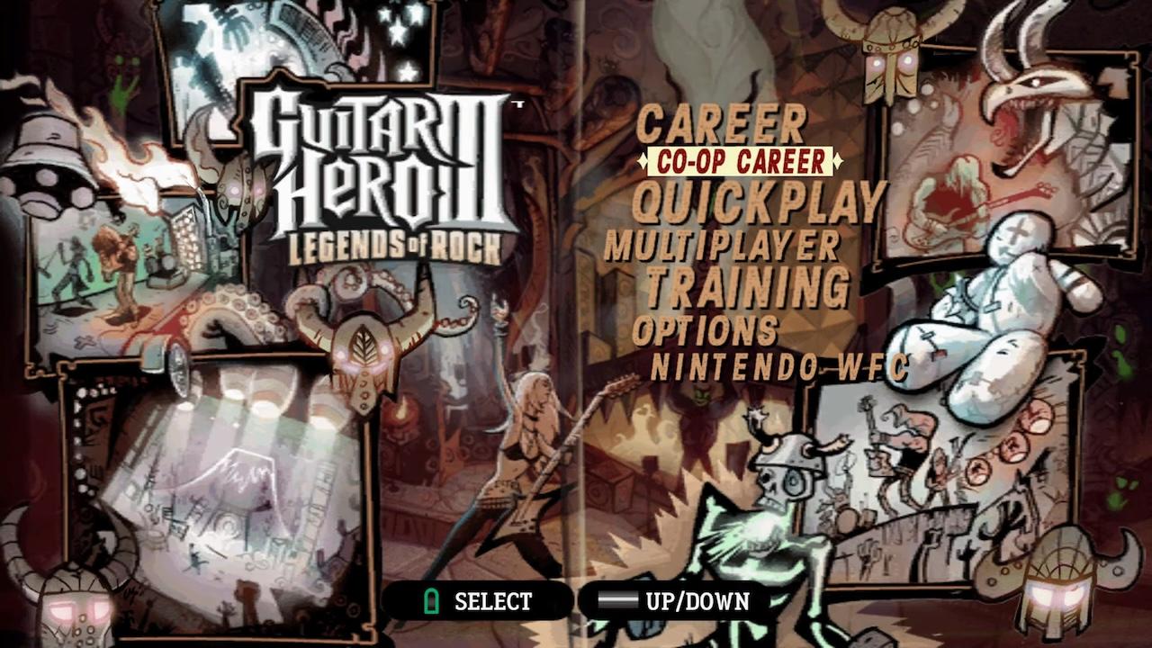 Guitar Hero III: Legends of Rock title screen for Wii